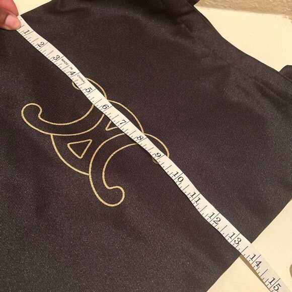 Celine Black Canvas Tote Bag Gold Logo Reusable Shopper NEW - Picture 5 of 8